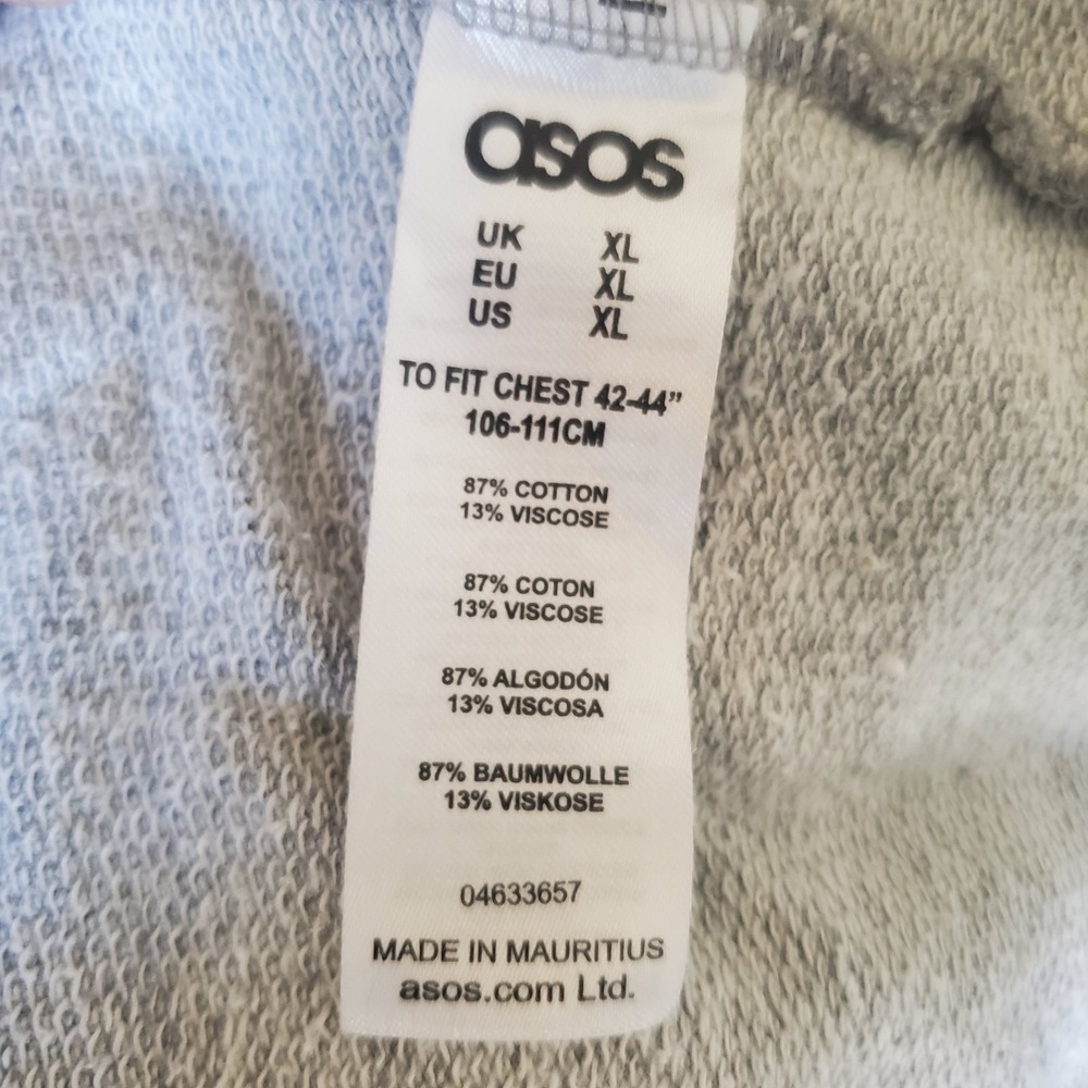 ASOS Mens XL Full Zip Sweatshirt Heather Gray Bomber Jacket Mock Neck Relax Fit - Picture 16 of 16